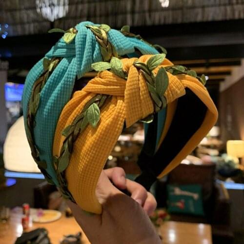36pcs/lot DIY Simple Multi Fabrics Antiskid Simulation Leaves Head Bands Tie Knot HeadBands Hair Styling Tools Accessory HA1498