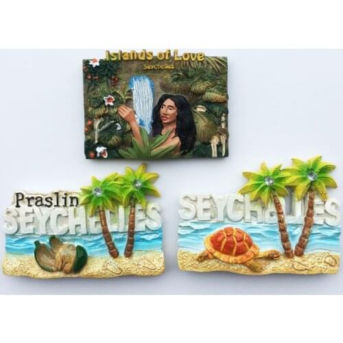 3D Resin Fridge Magnet Decor of Republic of Seychelles Souvenir Islands of Love Praslin Beach Turtle Magnet Cute Painted Crafts