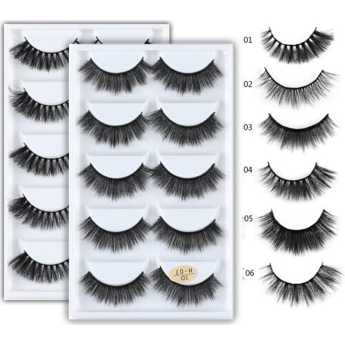5Pairs 3D Mink Hair False Eyelashes Makeup Cross Long Messy Fake Eye Lashes Handmade Extension Make Up Beauty Tools maquiagem