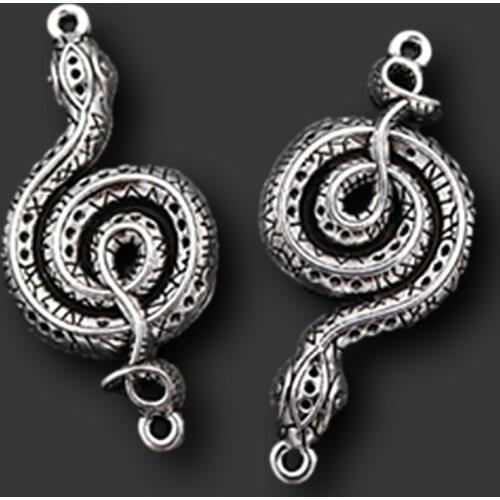 5pcs Silver Plated Rattlesnake Connectors Punk Necklace Bracelet Metal Accessories DIY Charms Jewelry Making 51 * 24 mm A494