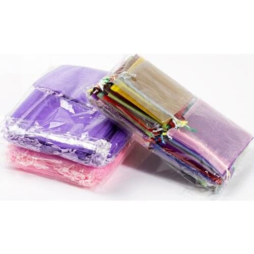 50pcs Wedding Favors And Gifts White Organza Drawstrings BagsJewelry Gift Package Bags Yarn Pouch Christmas tulle fabric 7x9cm