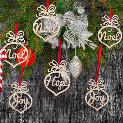 6pc Christmas decoration wood hanging decoration Wedding DIY hanging wood Crafts Hollow home Decor Xmas Gift New Year