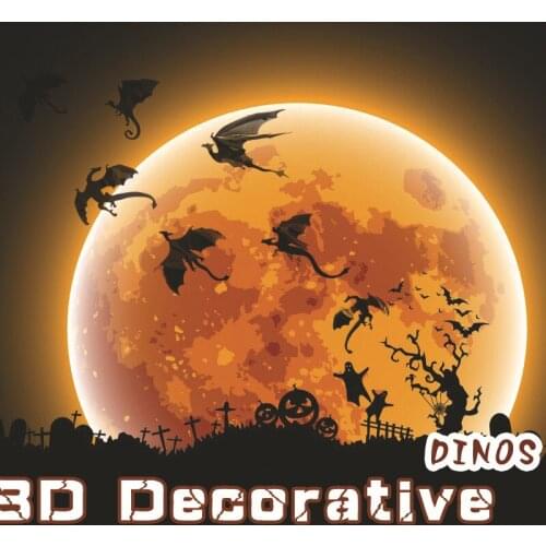 7Pcs/Lot Gothic 3D Dragons Wall Sticker For Kids Room Bedroom Decor Flying Dragon Halloween Wall Decor Halloween Party Supplies