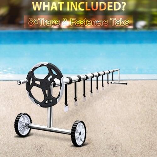 8pcs Pool Solar Cover Reel Attachment Kit Solar Reel Tube UV Protection Solar Blanket Straps Kit Pool Accessories
