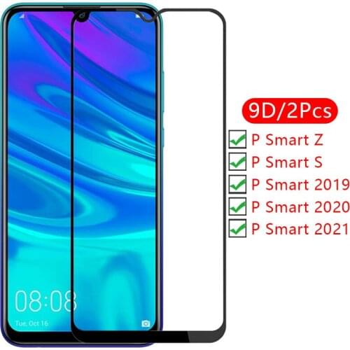 9d screen protector tempered glass case for huawei p smart 2021 2020 2019 z s cover on psmart smar samrt protective phone coque