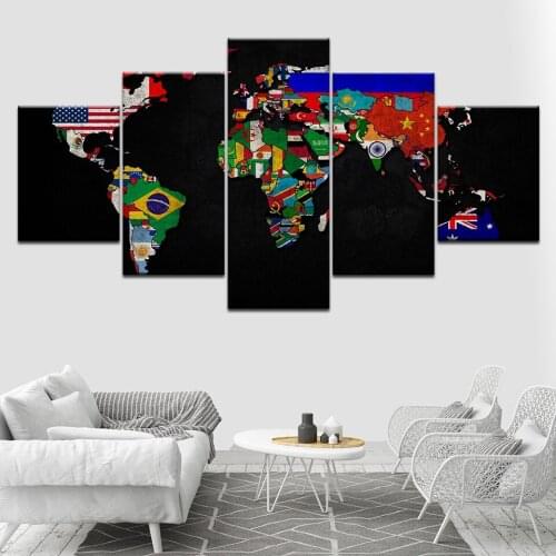 Abstract world map 5 Piece HD Wallpapers Art Canvas Print modern Poster Modular art painting for living room Home Decor