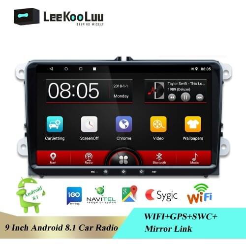 LeeKooLuu Android 8.1 2 Din Car radio Multimedia Player GPS Stereo For VW Skoda Seat Octavia golf 5 6 touran Polo Jetta Yeti