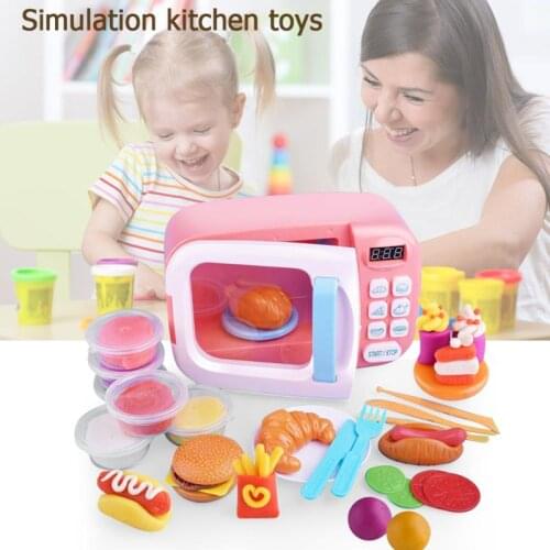 Children Colorful Lovely Pretend Playing House Toys Simulated Household Electric Appliances Microwave Oven Kitchen Toy Hands-On