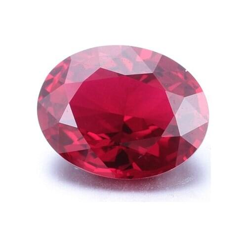 Lab Grown Pigeon Blood Red Ruby Loose Gemstones Oval Shape With Cracks and Inclusions