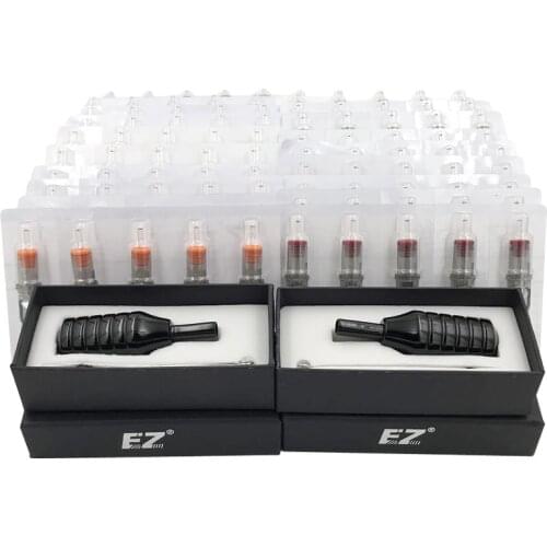 EZ Tattoo Kits 100 Pcs Assorted Revolution Cartridge Needles 2 Aluminum Cartridge Tattoo Grip for Tattoo Machine Supply