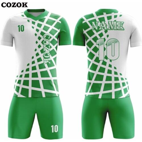Customized 100%Polyester Soccer Uniforms Green Training Retro Vintage Team Football Jerseys
