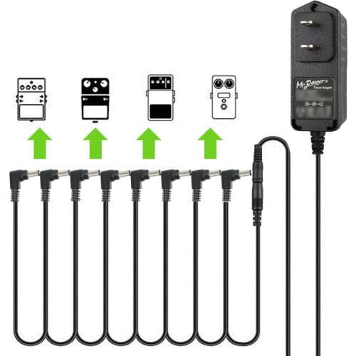 8 Ways Daisy Chain Cord Cable Electric Guitar Effect Pedal Power Supply Accessories Cables Adapter 9V DC 1A US Plug pod