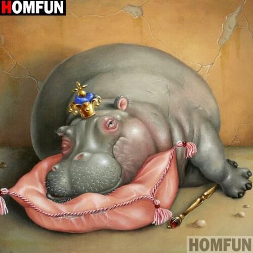 HOMFUN Full Square/Round Drill 5D DIY Diamond Painting "Animal rhino" 3D Embroidery Cross Stitch 5D Decor Gift A13291