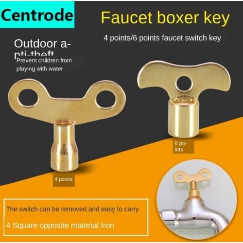 Faucet key with lock, inner corners, 6mm, outdoor tap water, anti-theft, outdoor square 1/2 IN switch handle