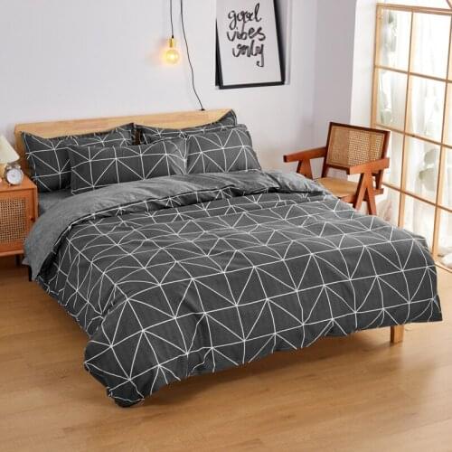 Geometry Simple Black White Comforter Bedding Set Plaid Luxury Modern Fashion King Queen Twin Size Bed Linen Duvet Cover Sets
