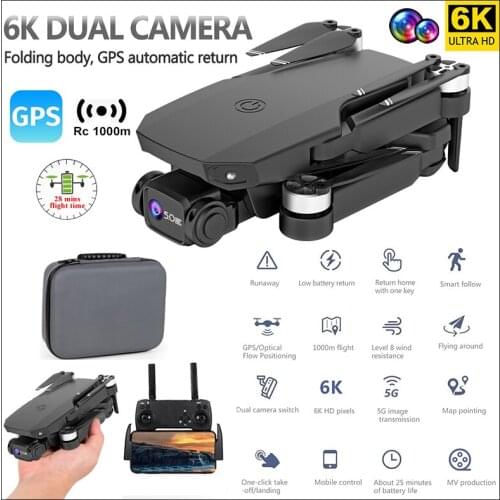 WLRC 2021 NEW CS03 GPS Drone 6K Dual HD Camera Professional Anti-Shake 25mins Distance 1km FPV Quadcopter RC Dron Toys for Adult