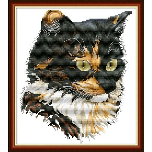 NKF Cat Animal Cross Stitch Kits 11CT 14CT Chinese Cross Stitch Pattern Embroidery Needlework Set for Home Decor