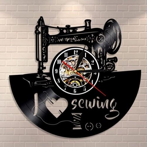 I Love Sewing Home Decor Wall Clock Tailor Shop Quilting Wall Clock Sewing Machine Vinyl Record Clock Seamstress Gift Clock