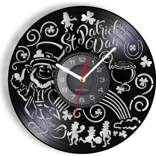 Saint Patricks Day Vinyl Record Wall Clock The Most Important Holiday For Irish Americans Home Decor Paddy Celebrations Watch