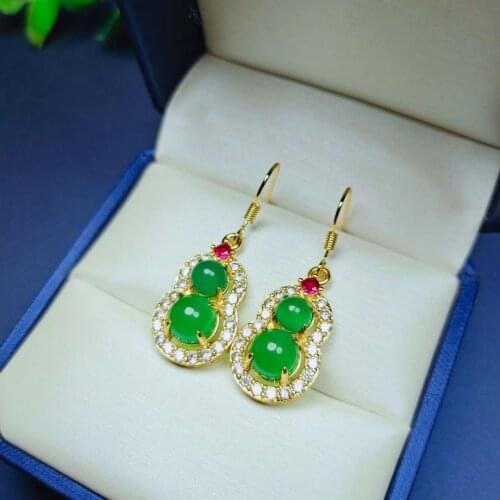 Natural ice green chalcedony earrings