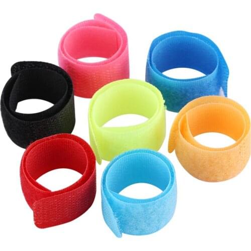 50pcs/lot Nylon Cable Ties Fastener Reusable Magic Sticky Tape Hook Power Wire Loop Tape Nylon Marker Straps Tie Wraps