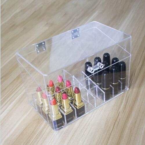 New Injection Molding 24 Grid Flip Dustproof Lipstick Storage Box Lipstick Lipstick Desktop Storage Consolidation Box