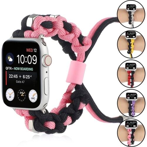 New Rope Weave Strap for Apple Watch 6 Band SE 5 40mm 44mm Metal Bracelet Belt for iWatch Series 4 3 38mm 42mm Sports Watchbands