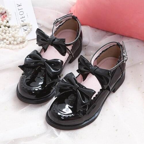 Japanese Academy Style Lolita Bowknot Princess Kawaii Girl Anime Shoes CosplayJK Uniform Lolita Shoes Round Head Student Shoes