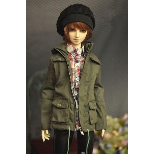 BJD doll clothes Suitable for 1/3 1/4 Uncle size military green jacket hat detachable coat doll accessories