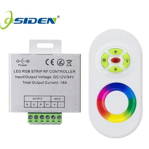 OSIDEN DC 12V-24V Wireless RF Touch Panel Dimmer RGB Remote Controller 18A RGB Controller for 3528 5050 RGB LED Strip Light