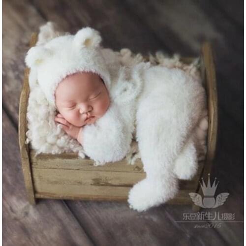 0-2Month Newborn Photography Props Romper Baby Boy Bear Bodysuits Outfit Kids for Costume Photography Clothing Accessories Set