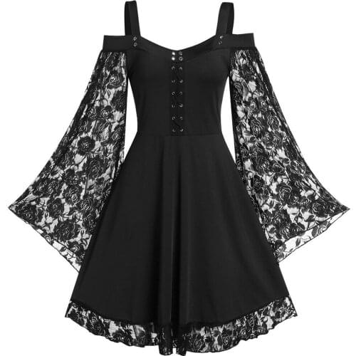 European and American Women 's Sexy Tube Top Straps Lace -Up Eyelet Dresses