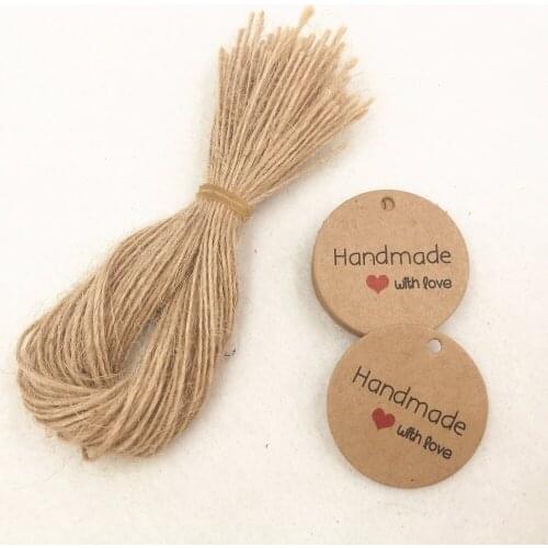 200pcs Kraft Gift Hang Tags+200pcs Strings Handmade With Love Christmas Packing Labels For Gift Boxes/Handicraft/Bags/flower