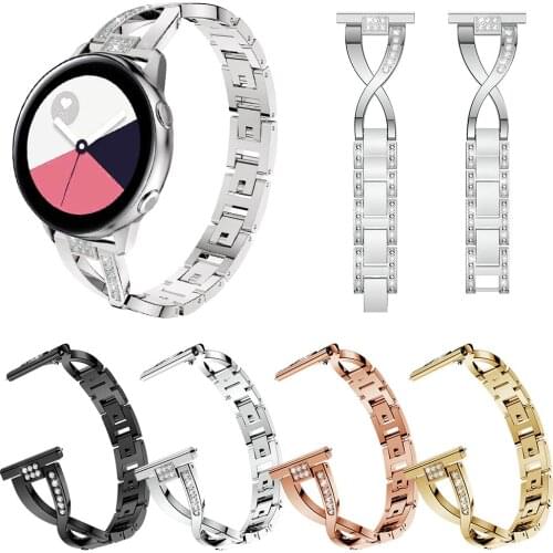For Samsung Galaxy Watch Active 2 1 Band 40mm 44mm Diamond Metal Bracelet for Galaxy Watch 3 45mm/41mm/46mm/42mm Women Strap