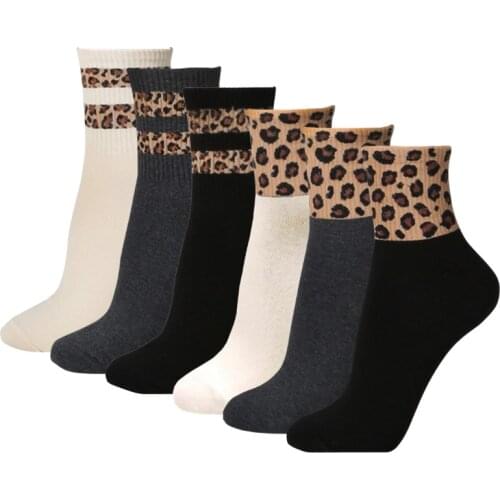 RMSWEETYIL Cheetah Leopard Print Socks Women Fun Animal Stripe Pattern Cute Novelty Cotton Ladies Girls Casual Dress Ankle Sock