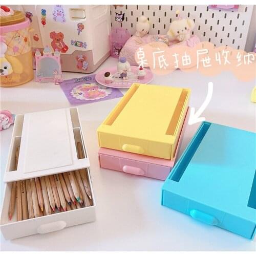 Self Stick Pencil Tray Desk Table Storage Drawer Organizer Box Under Desk Stand Self-adhesive Under-drawer makeup organizer