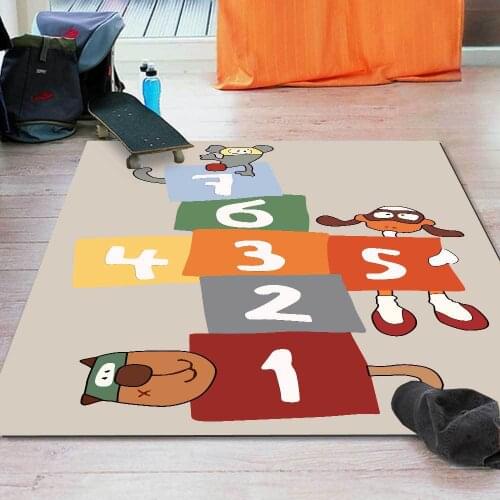 Modern Cute Cartoon Puzzle Color Number Cube Childrens Room Living Room Bedroom Bedside Carpet Floor Mat