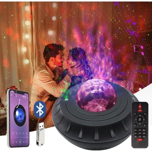 USB LED Star Night Light Music Starry Galaxy LED Projector Light Bluetooth Projector Sound-Activated Projector Light Decor