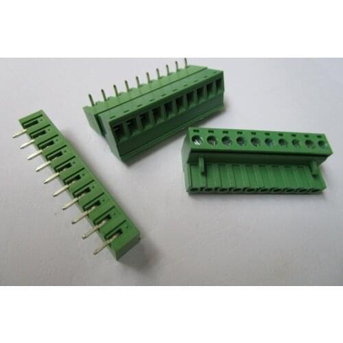 50 Pcs Close Angle 10 pin/way Pitch 5.08mm Screw Terminal Block Connector Green Color Pluggable Type With Angle pin