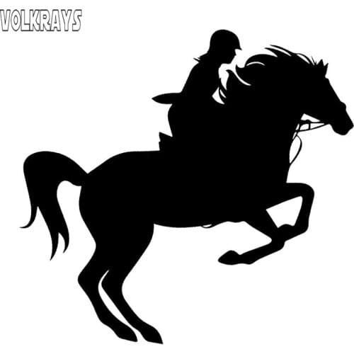 Volkrays Personality Car Sticker Riding Horse Sport Accessories Reflctive Waterproof sunscreen Vinyl Decal Black/White,12cm*13cm