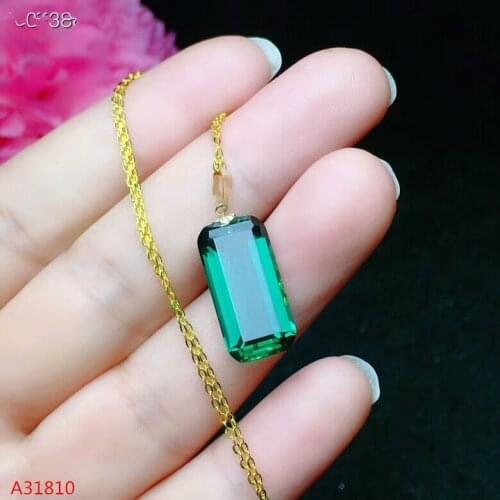 KJJEAXCMY boutique jewelry, 925 pure silver mosaic natural green crystal female pendant plated 18K Gold support test