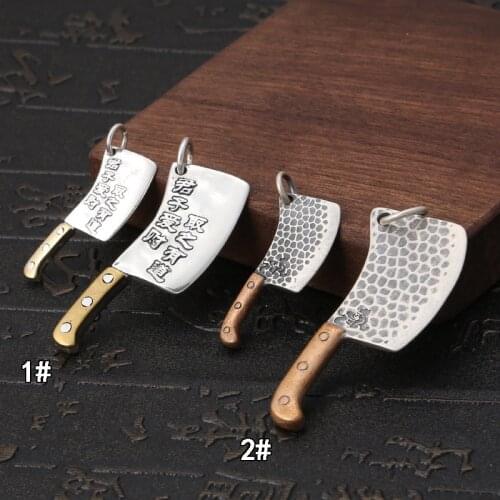 S925 Sterling Silver Retro Thai Silver Delicate Kitchen Knife Pendant Men Women Personality Fashion Frosted Pendant