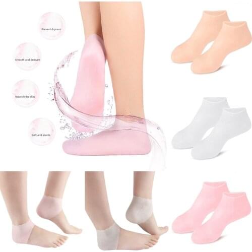 1 Pair Silicone Moisturizing Spa Gel Heel Socks Exfoliating Preventing Dryness Foot Skin Rejuvenation Foot Care Elastic Sock