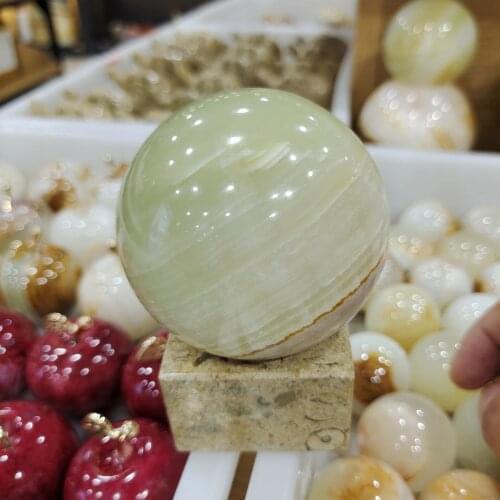 1pcs 3in Natural Afghan Jade Ball Mineral Quartz Sphere Hand Massage Crystal Healing Feng Shui Home Decor