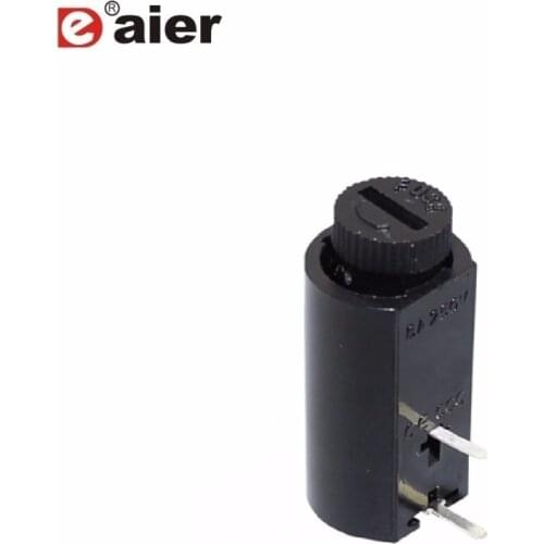 100PCS 10A 250VAC 2 Pin PCB Horizontal 12MM Panel Mounted Fuse Holder Fuse Socket 5X20MM Black Plastic