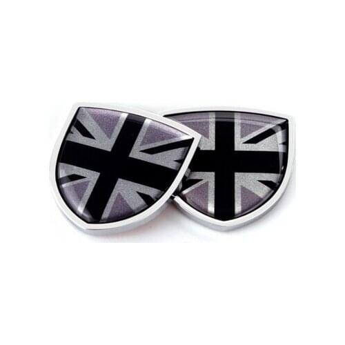 2Pcs 3D Gray Union Jack Auto Trunk Tailgate Emblem Badge Decals Sticker Car Accessories