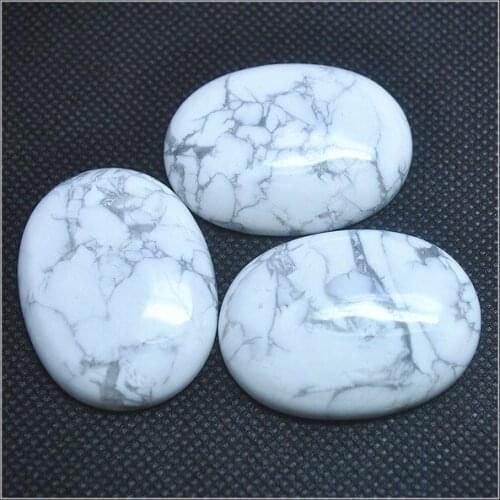3pcs nature import white turquoisee stone cabochons oval shape mix different stone malachite sodalite agatee unakite 30x40mm
