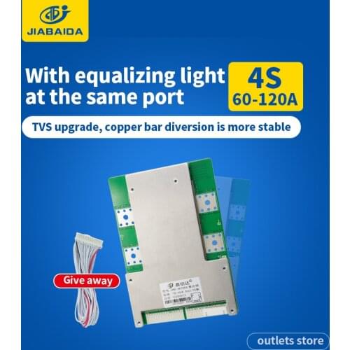 JBD Hardware Bms 4S Lifepo4 12V 60A 80A 100A 120A 3S Li-Ion Lithium Battery Pack With Common Port Balance
