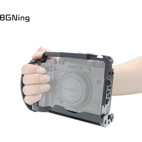 Aluminum Camera Cage w/ Top Handle for Fujifilm XT3/XT2 DSLR Stabilizer Rig Protective Case w/ Double Hot Shoe Adapter