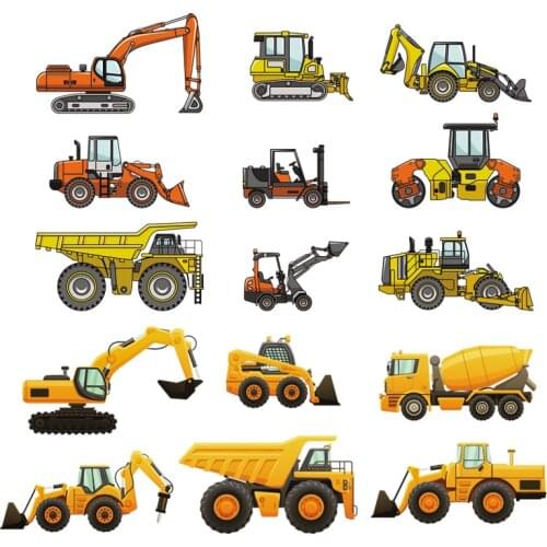 Car Stickers Heat Transfer clothes on Patches Diy Patches For T-shirt Excavator Parch Iron On Eco-friendly Patches Parches